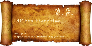 Méhes Hieronima névjegykártya